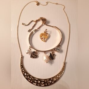 Gold Tone Jewelry Set One With Ruby